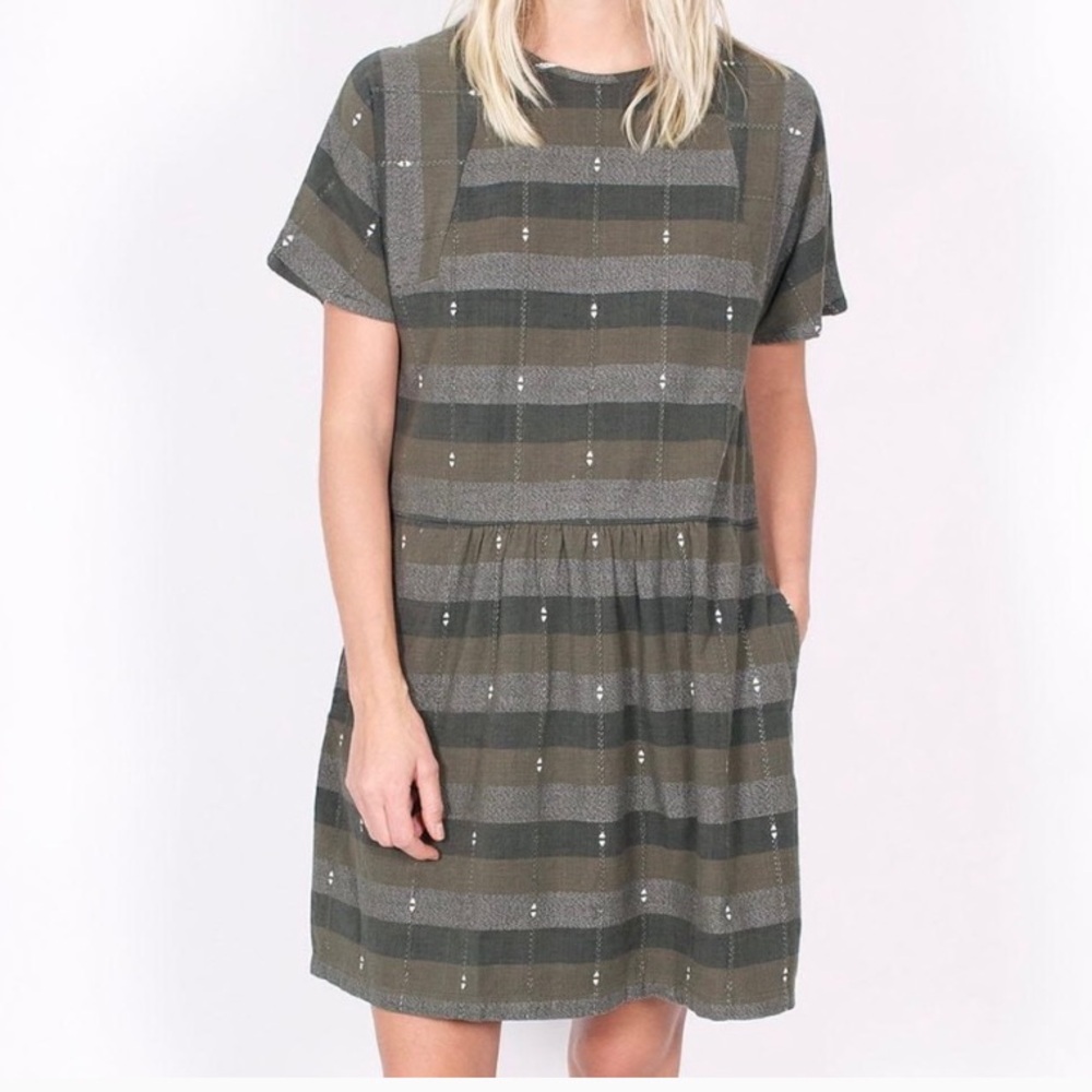 Ace & Jig Artemis Gray Striped Mini Dress 100% Cotton